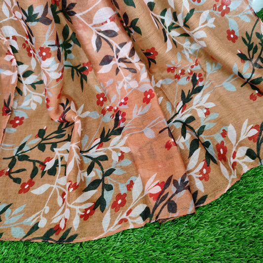 Breezy Lawn Hijab _Orange Printed black