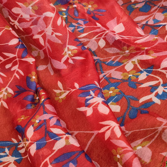 Breezy Lawn Hijab _ Red Printed Blue