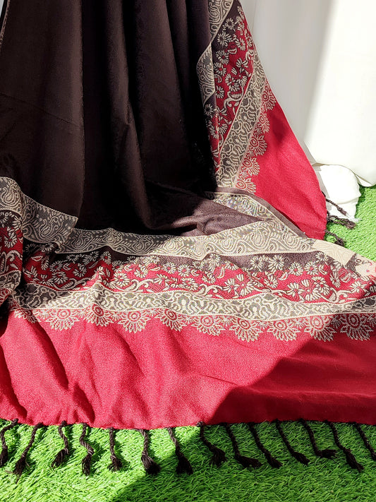 Khani Winter Shawl - Brown Red