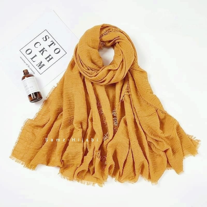 Viscose Crimps Hijab-Yellow