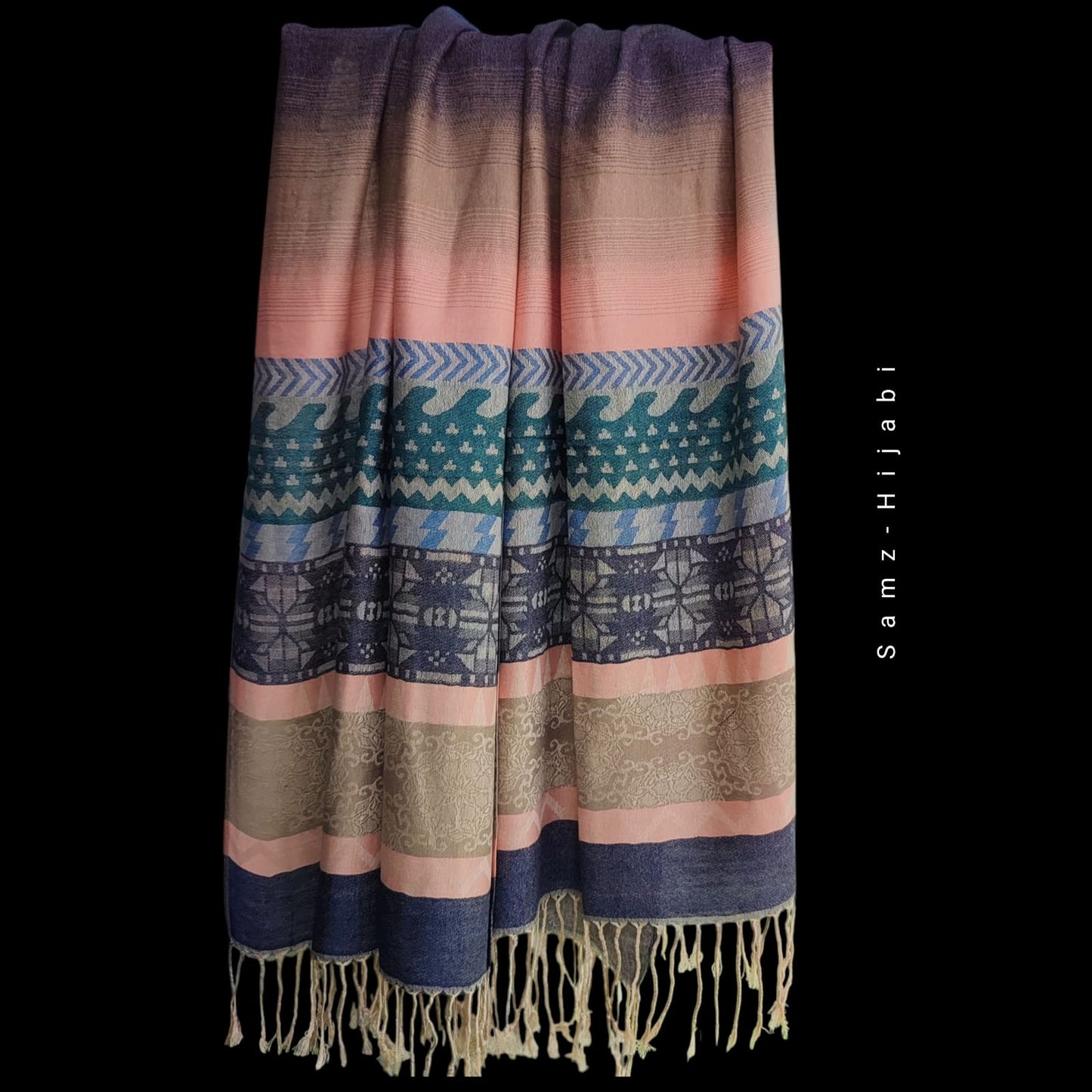 Mishal Pashmina Hijab Navy Blue
