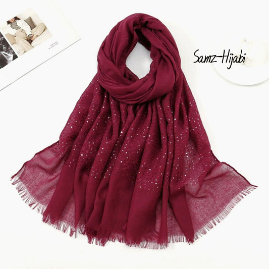 Sequence Border Lawn Hijab Cherry Maroon