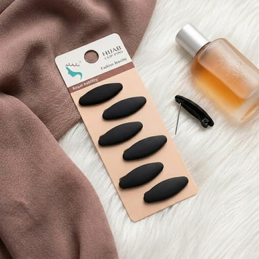 Matte Oval Hijab Clips Set-6Pcs