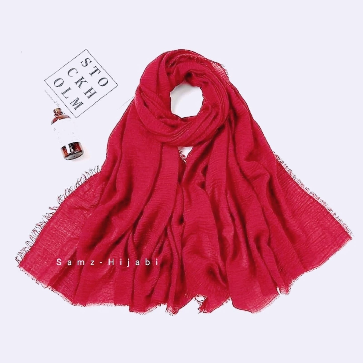 Viscose Crimps Hijab - Red