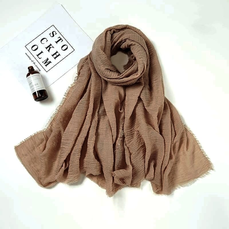 Viscose Crimps Hijab-Dark Khaki