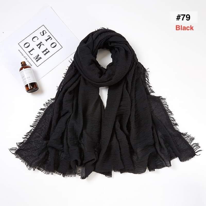 Viscose Crimps Hijab - Black