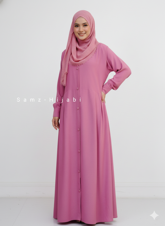 Zoom Nida Open Abaya -Pink
