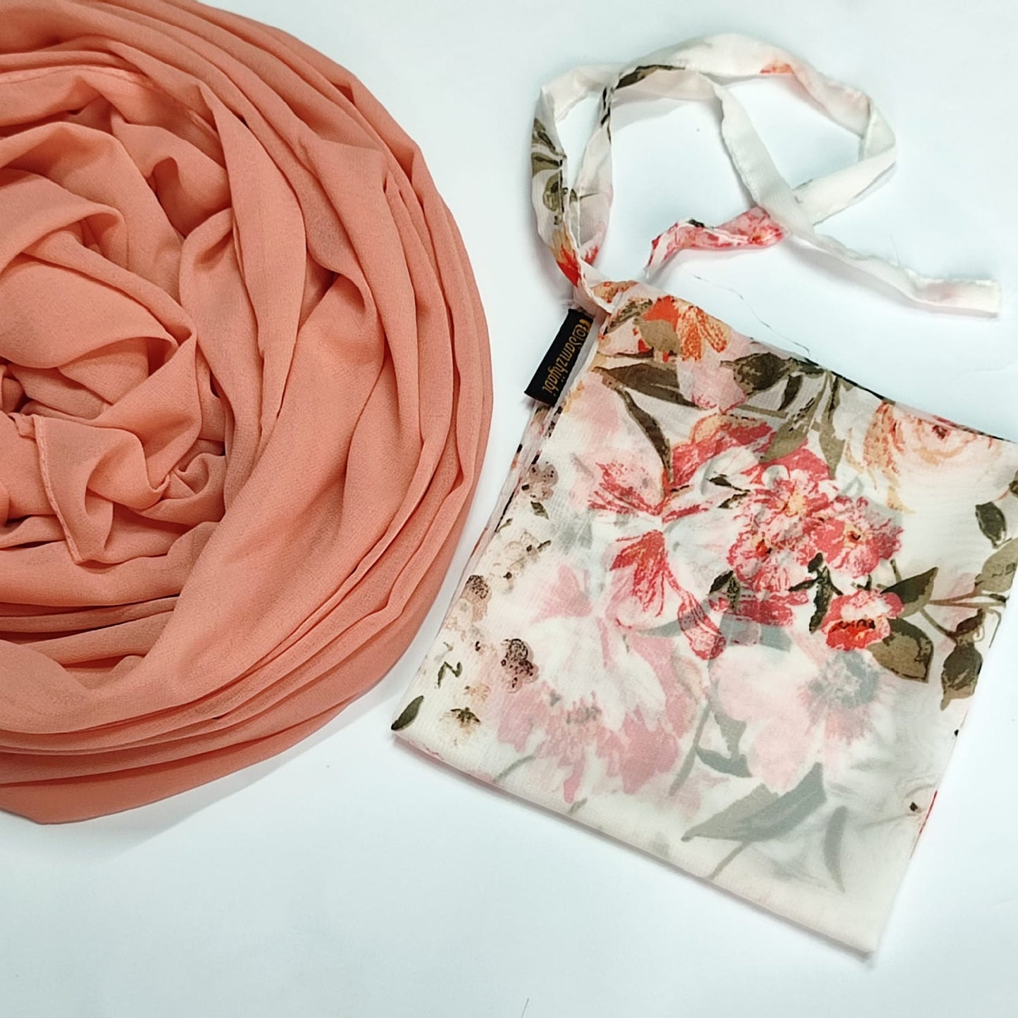 Printed naqab plain hijab set 31