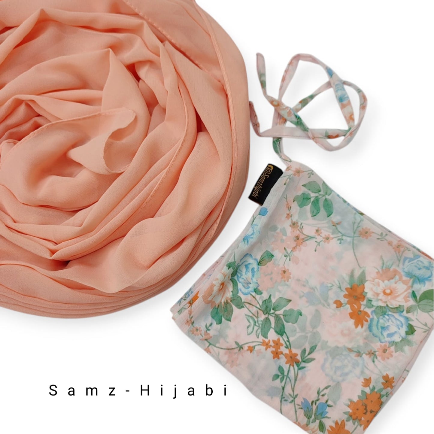 Printed Naqab Plain Hijab Naqab Set 52