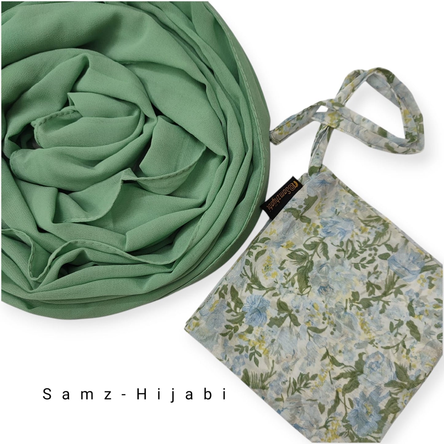 Printed naqab plain hijab set 51