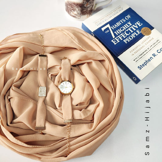 Watch Bracelet And Hijab Set _Butter