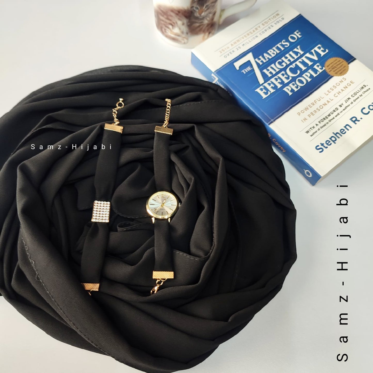 Watch Bracelet And Hijab Set_ Black
