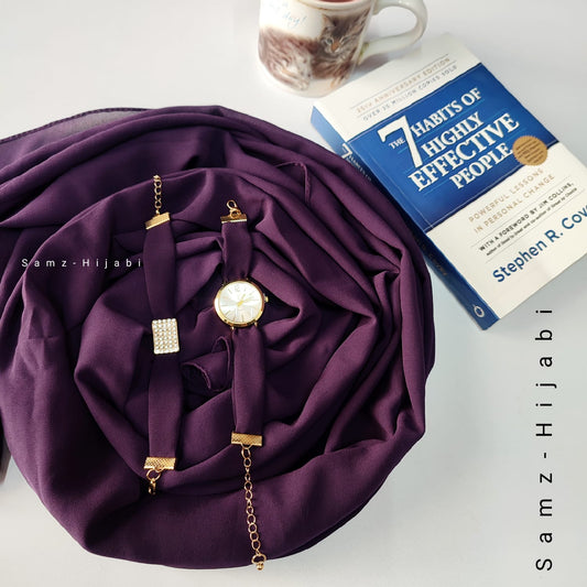 Watch Bracelet And Hijab Set _ Purple