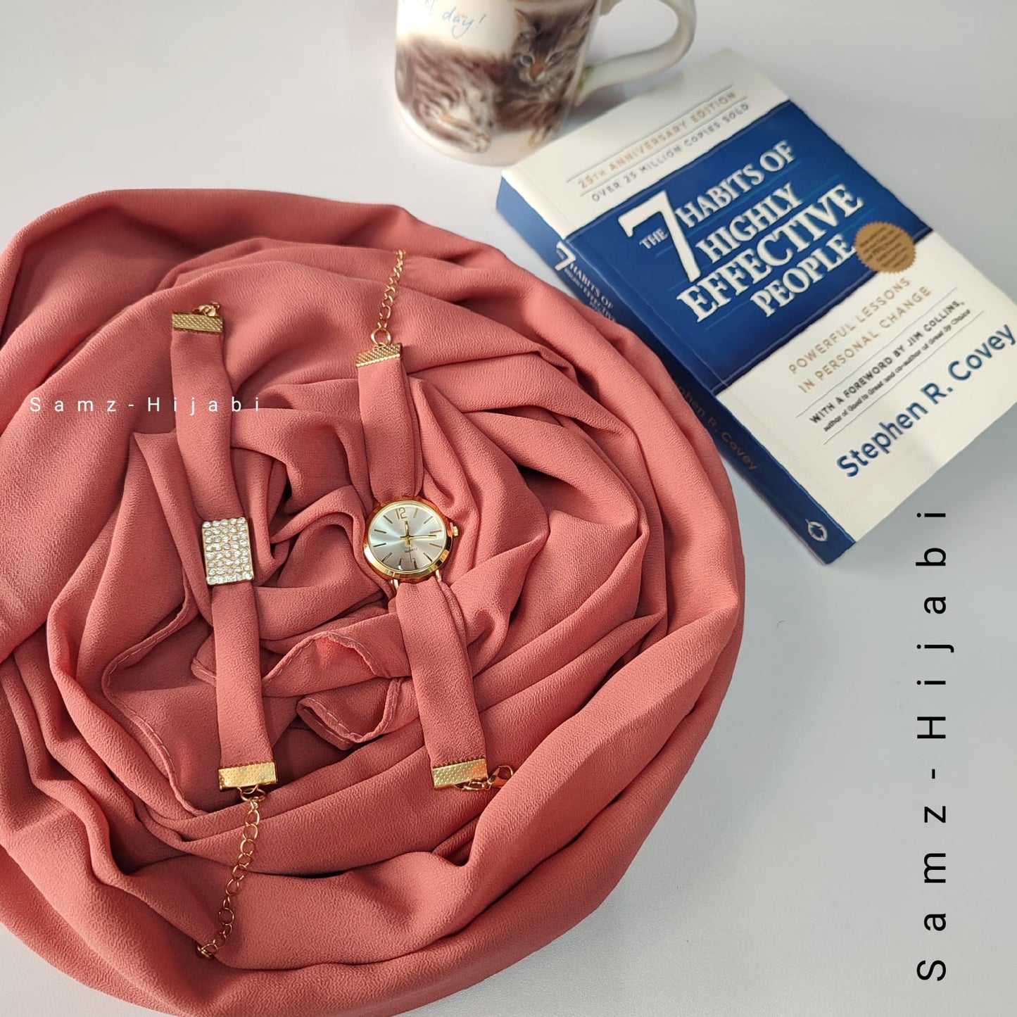 Watch Bracelet And Hijab Set _ Blush Peach