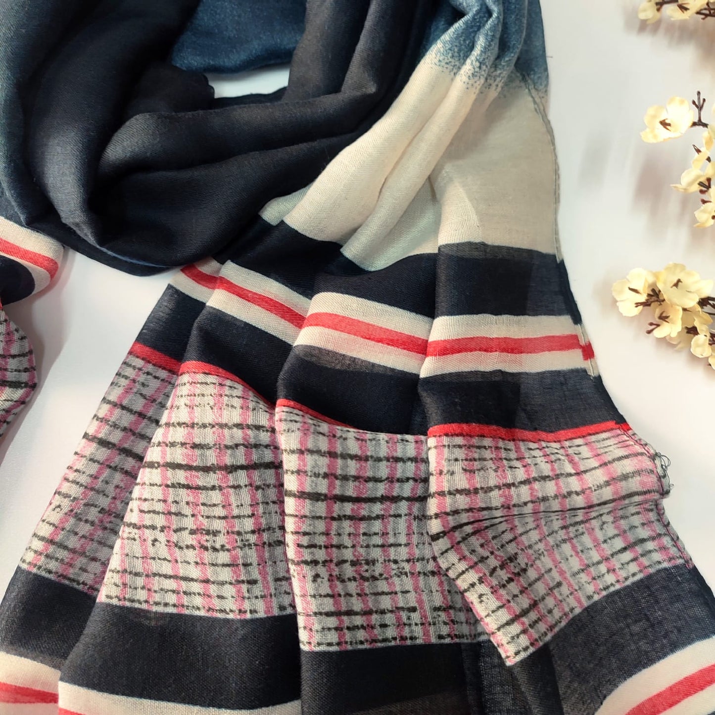 Ombre Printed Lawn Hijab _Blue