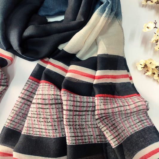 Ombre Printed Lawn Hijab _Blue