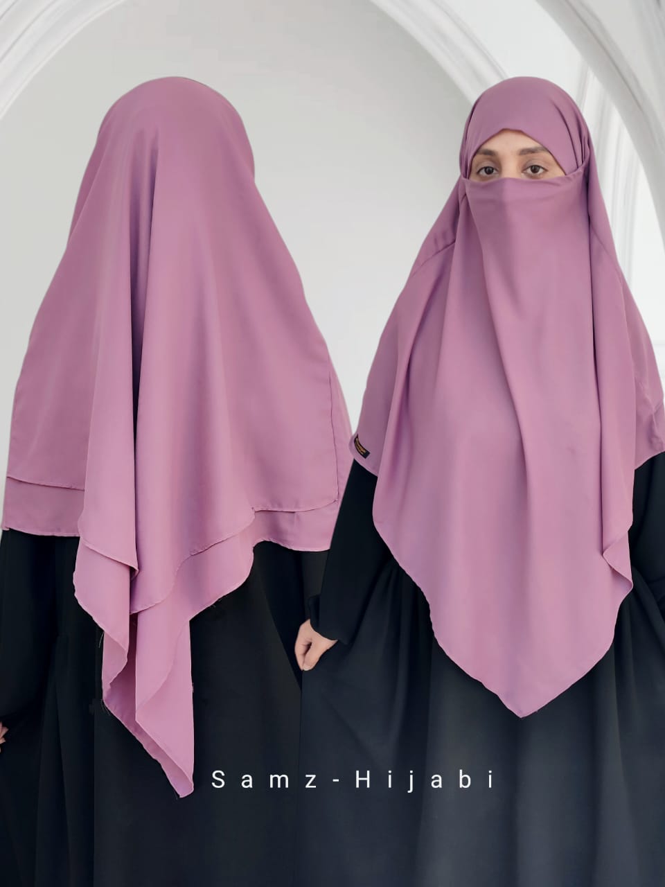 Double Layer Khimar_ Tea pink