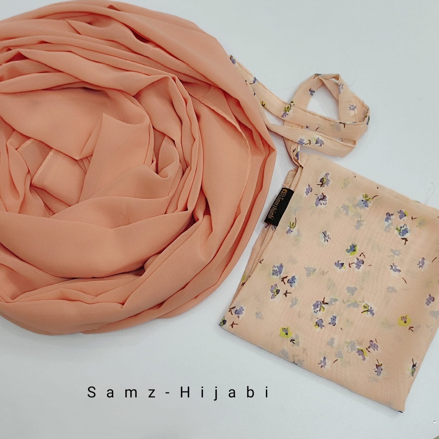 Printed Naqab Plain Hijab Naqab set _64