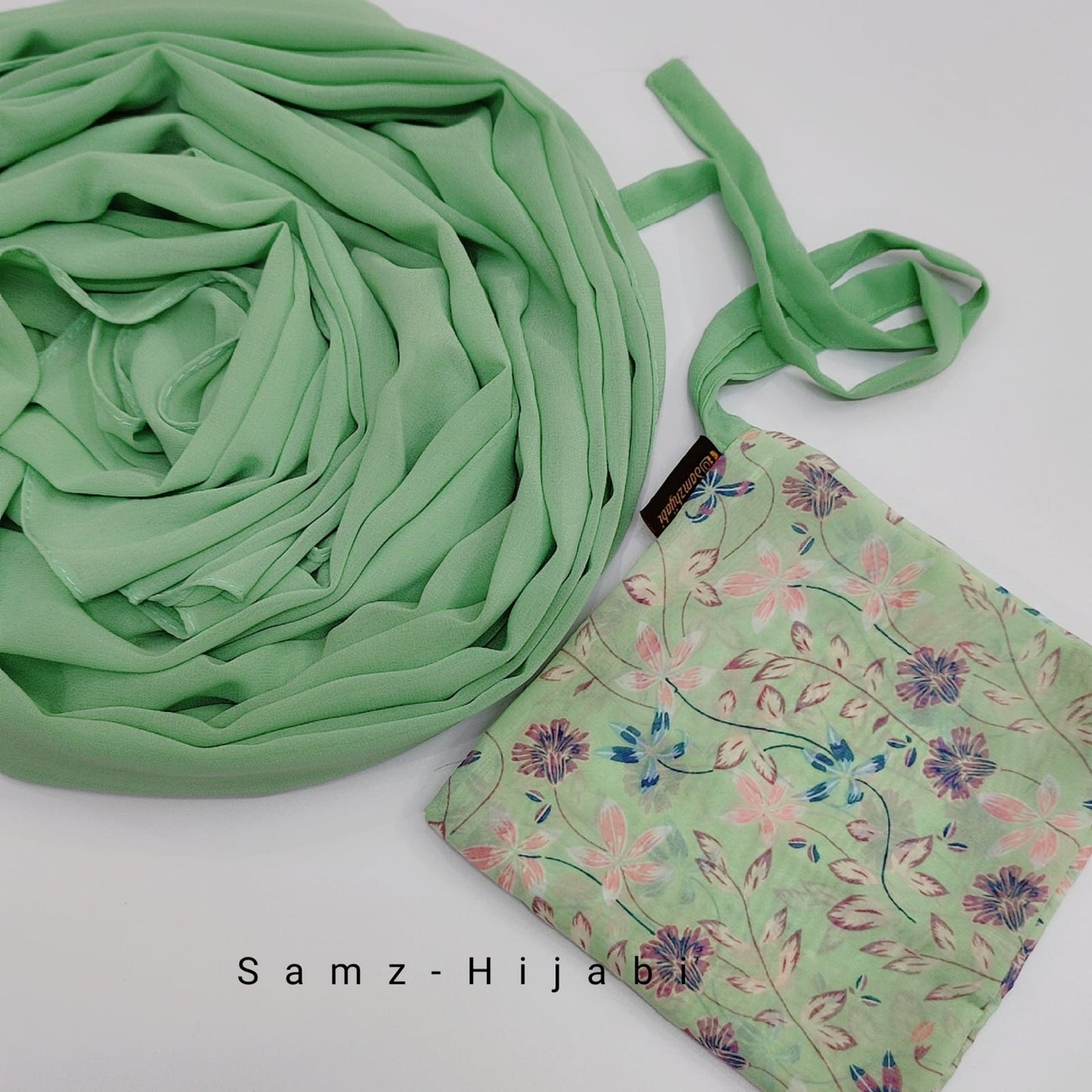 Printed Naqab Plain Hijab Naqab set _ 63