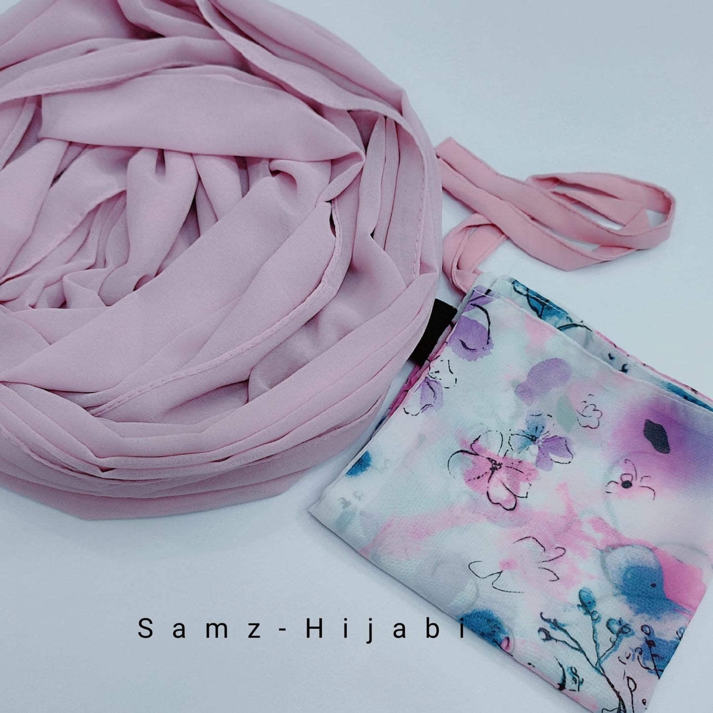 Printed Naqab Plain Hijab Naqab set _ 57