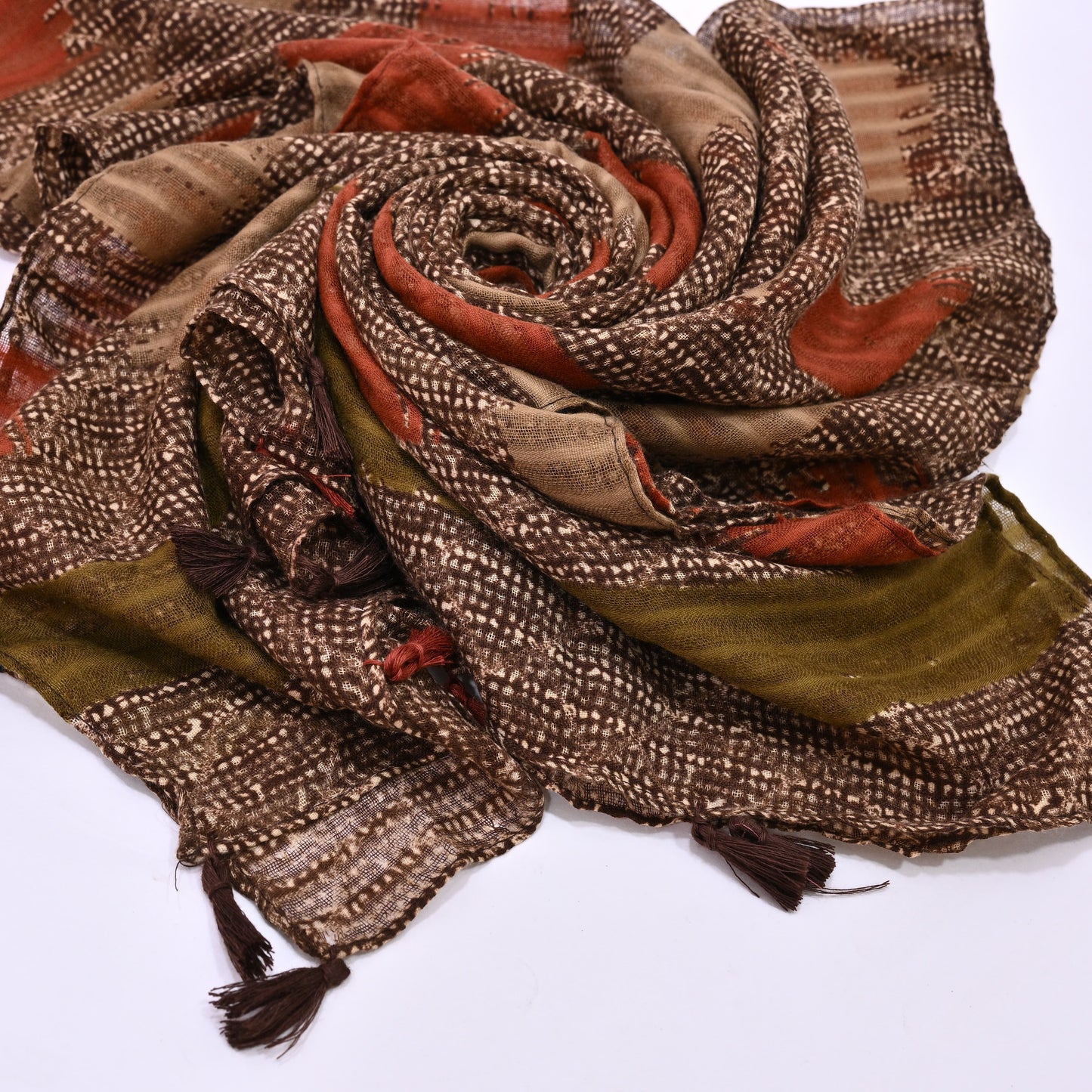 Cross -Check Lawn Hijab -Brown