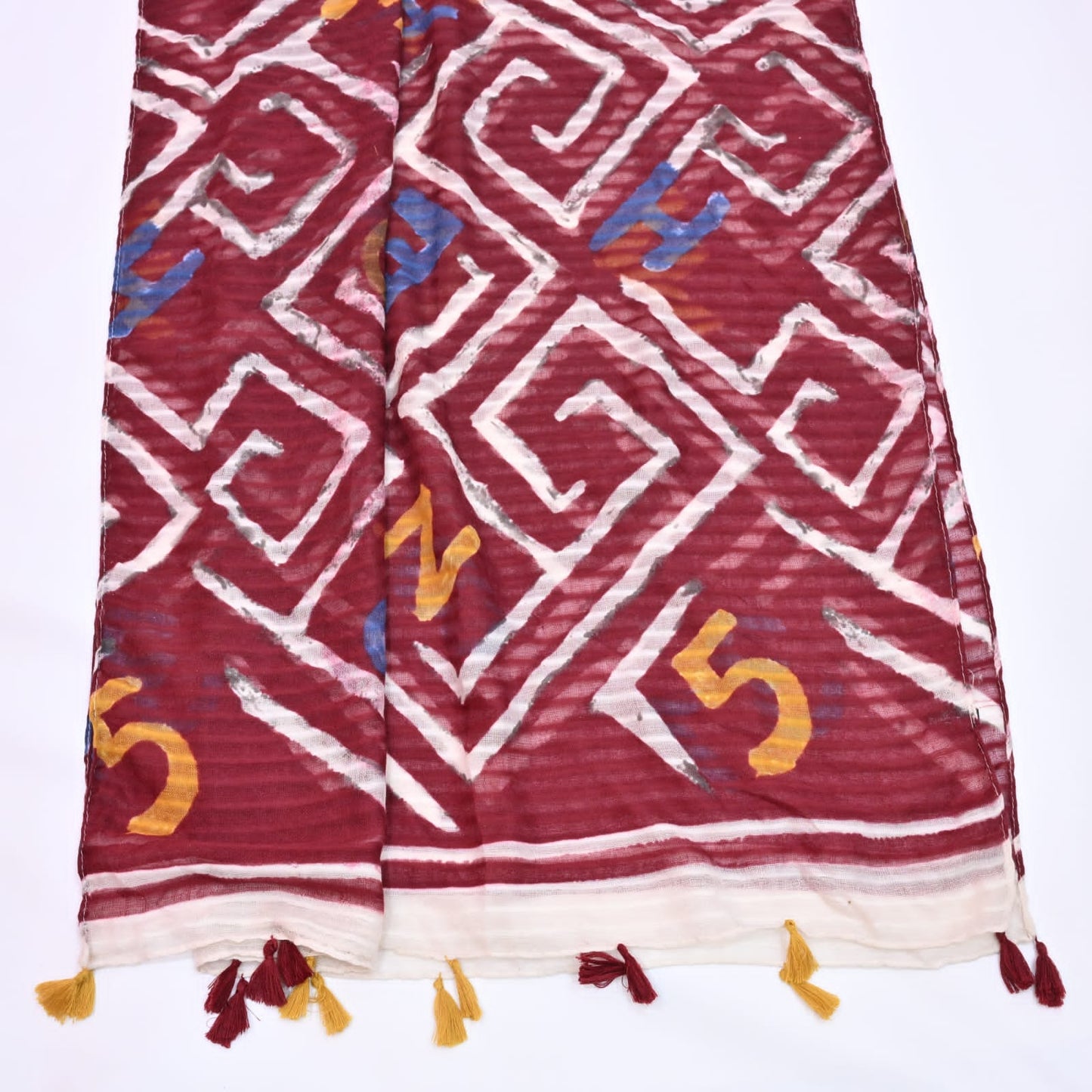 Puzzle Art Lawn Hijab _Red