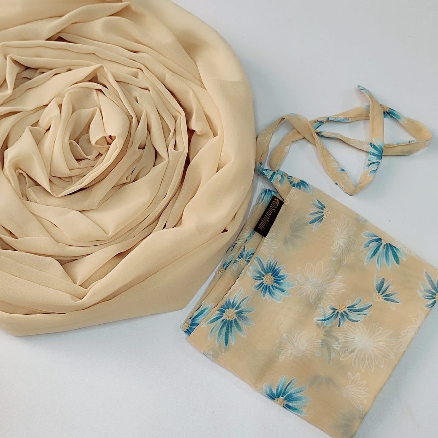 Printed Naqab Plain Hijab Set 78