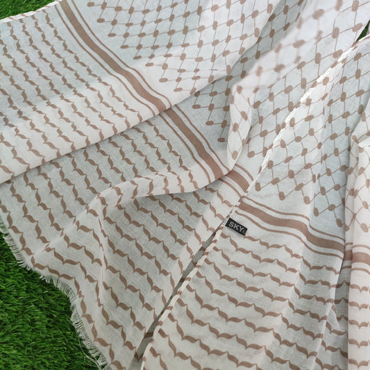 Palestinian Keffiyeh Hijab Almond White