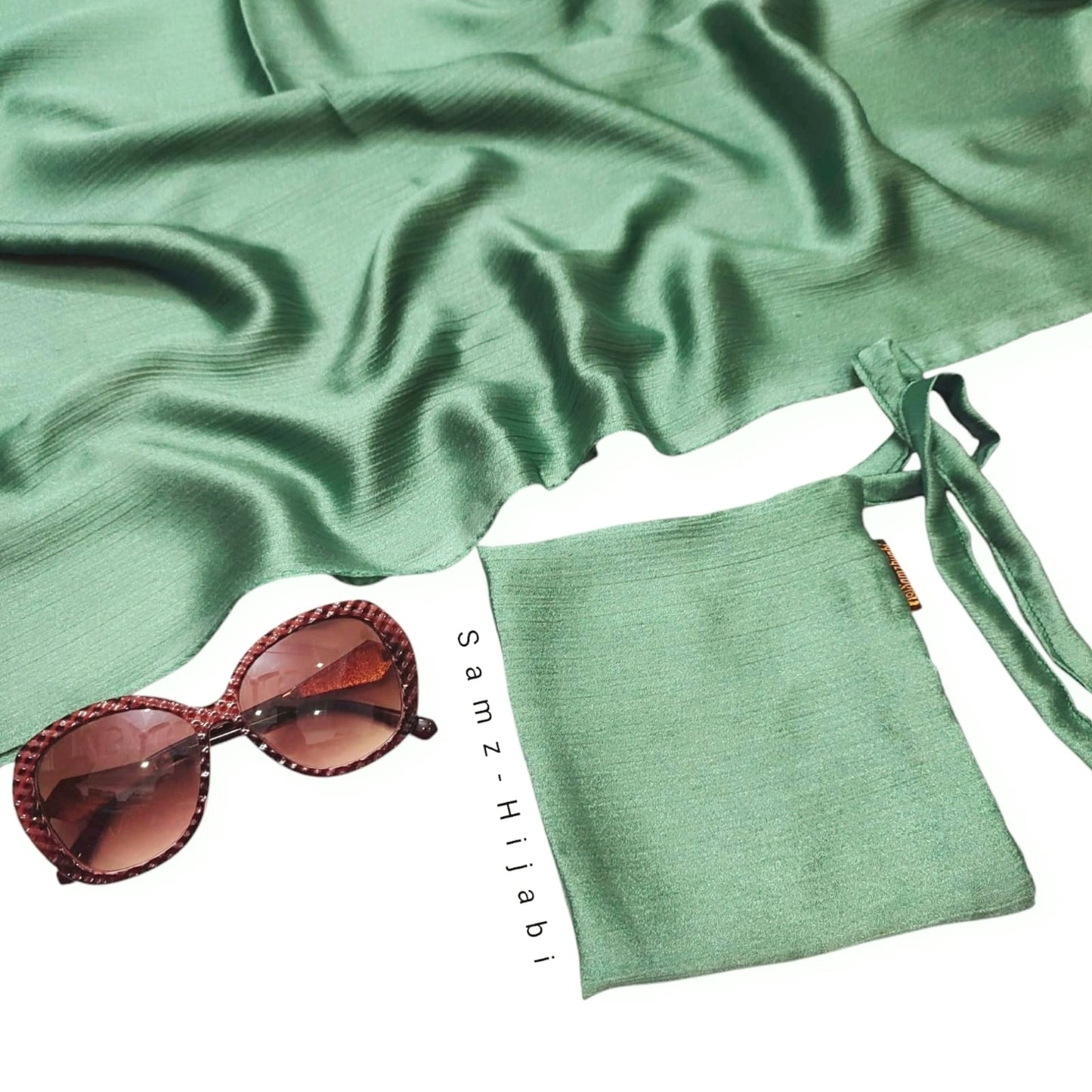 Crinkle Silk Hijab Naqab Set_ pistachio green