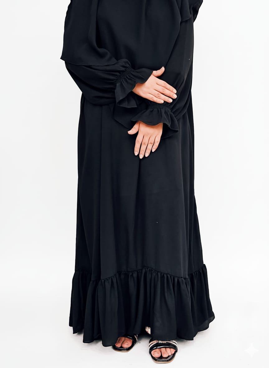 Single layer Khimar+ Bottom frill Abaya