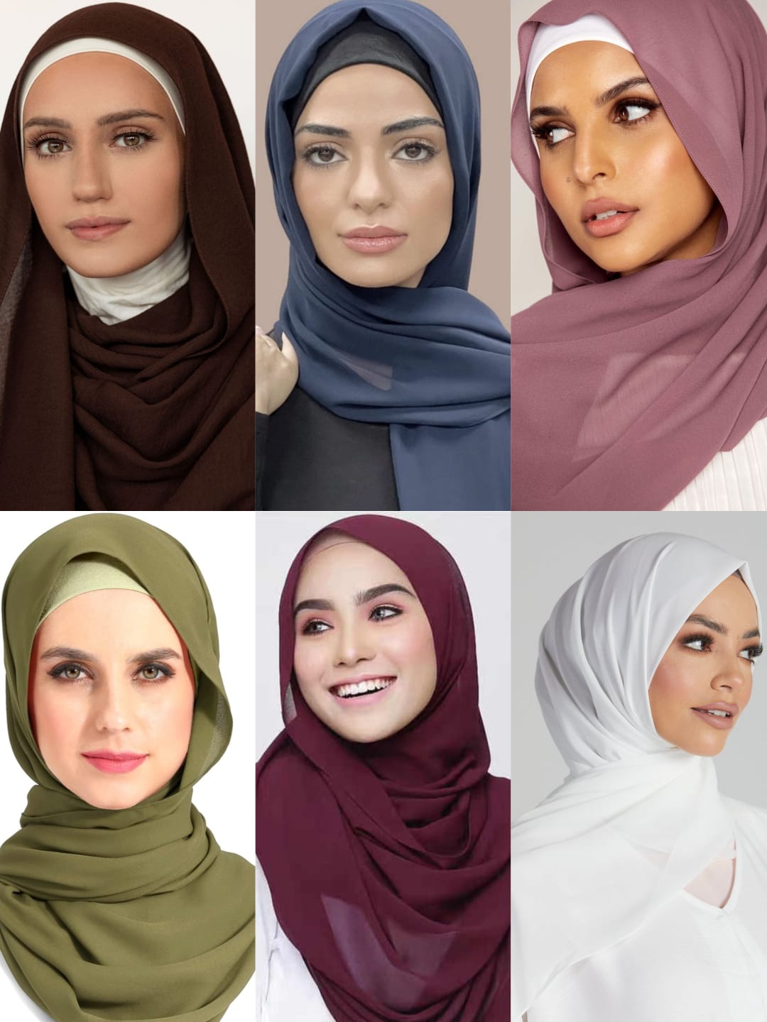 Pack Of Six Chiffon Georegette Hijab _Design3