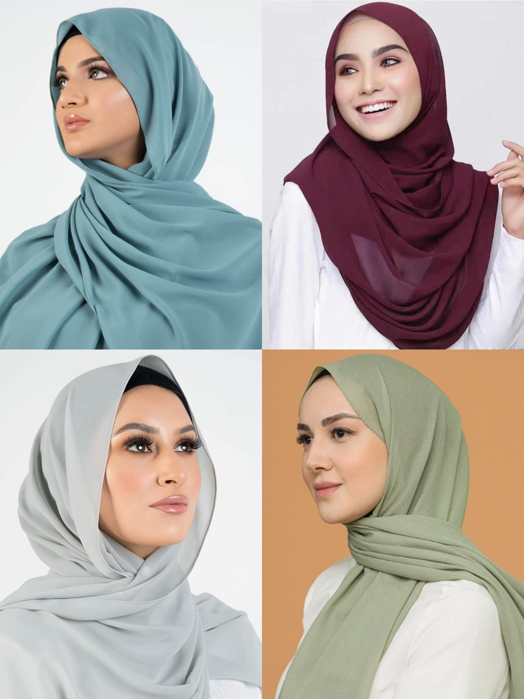 Pack Of Four Chiffon Georegette Hijab _Design6