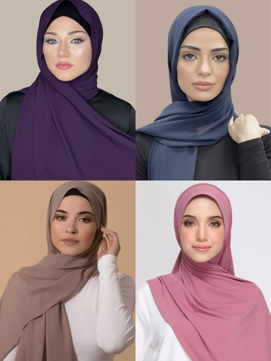 Pack Of Four Chiffon Georegette Hijab _Design1
