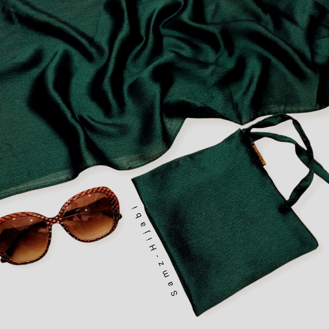 Crinkle Silk Hijab Naqab Set Green