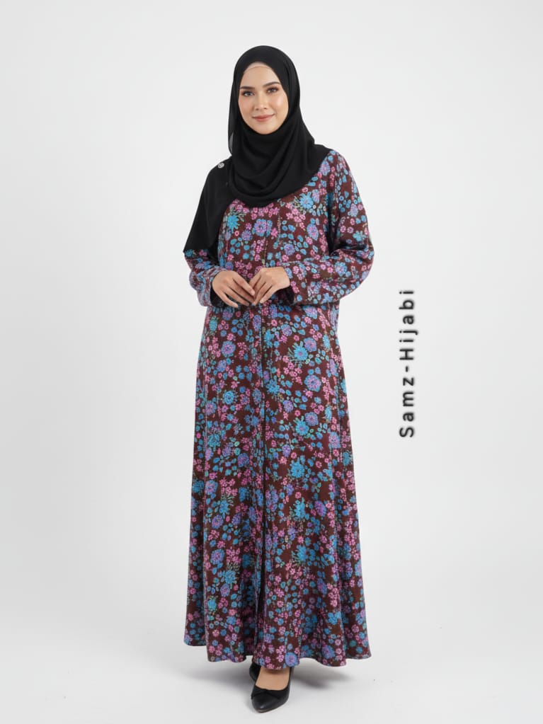 Printed Front Open Floral Abaya