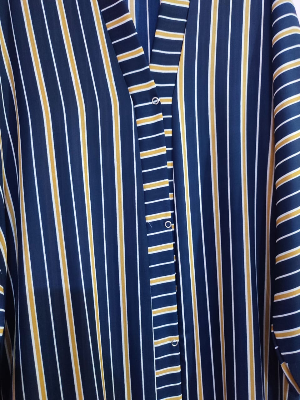 Printed Front Open Blue Straight Line