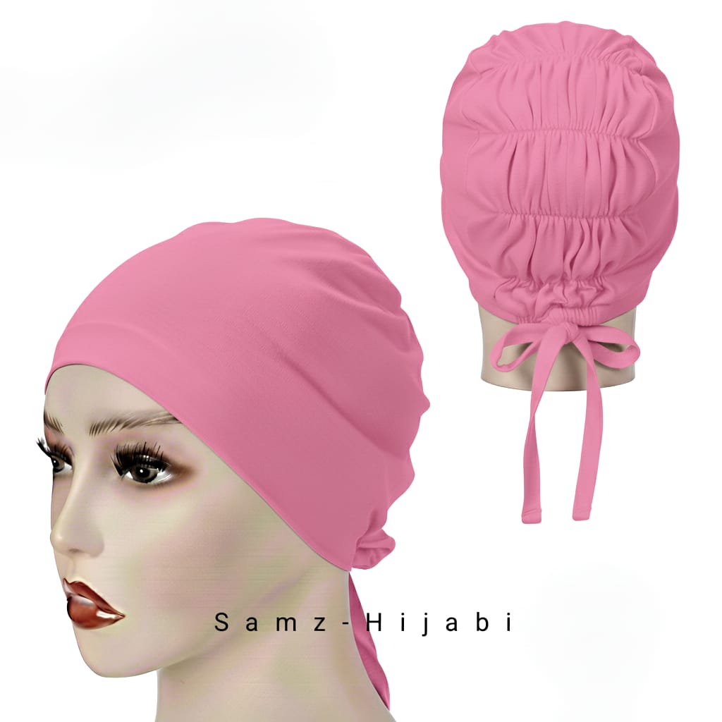 Ruffled Stretch Hijab Cap Tea pink