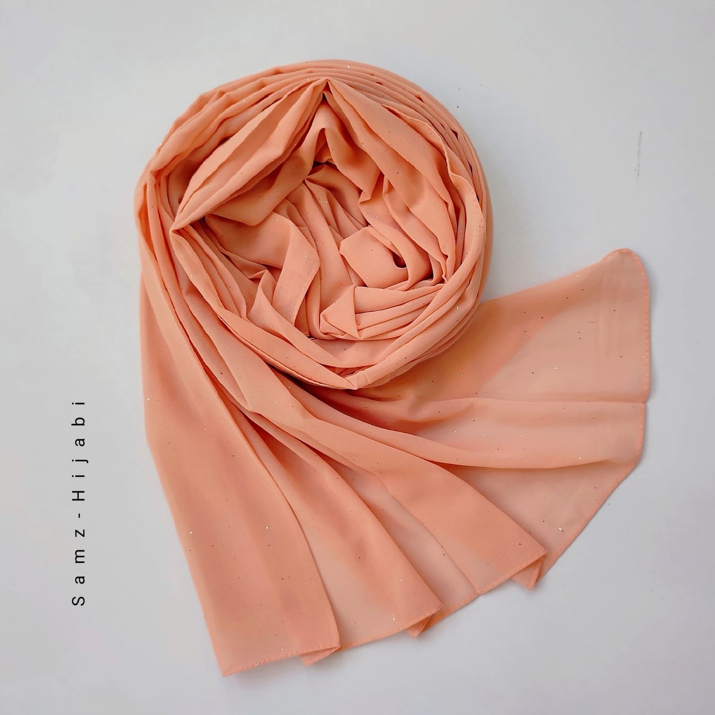 Sparkling Glitter Chiffon Hijab-Peach