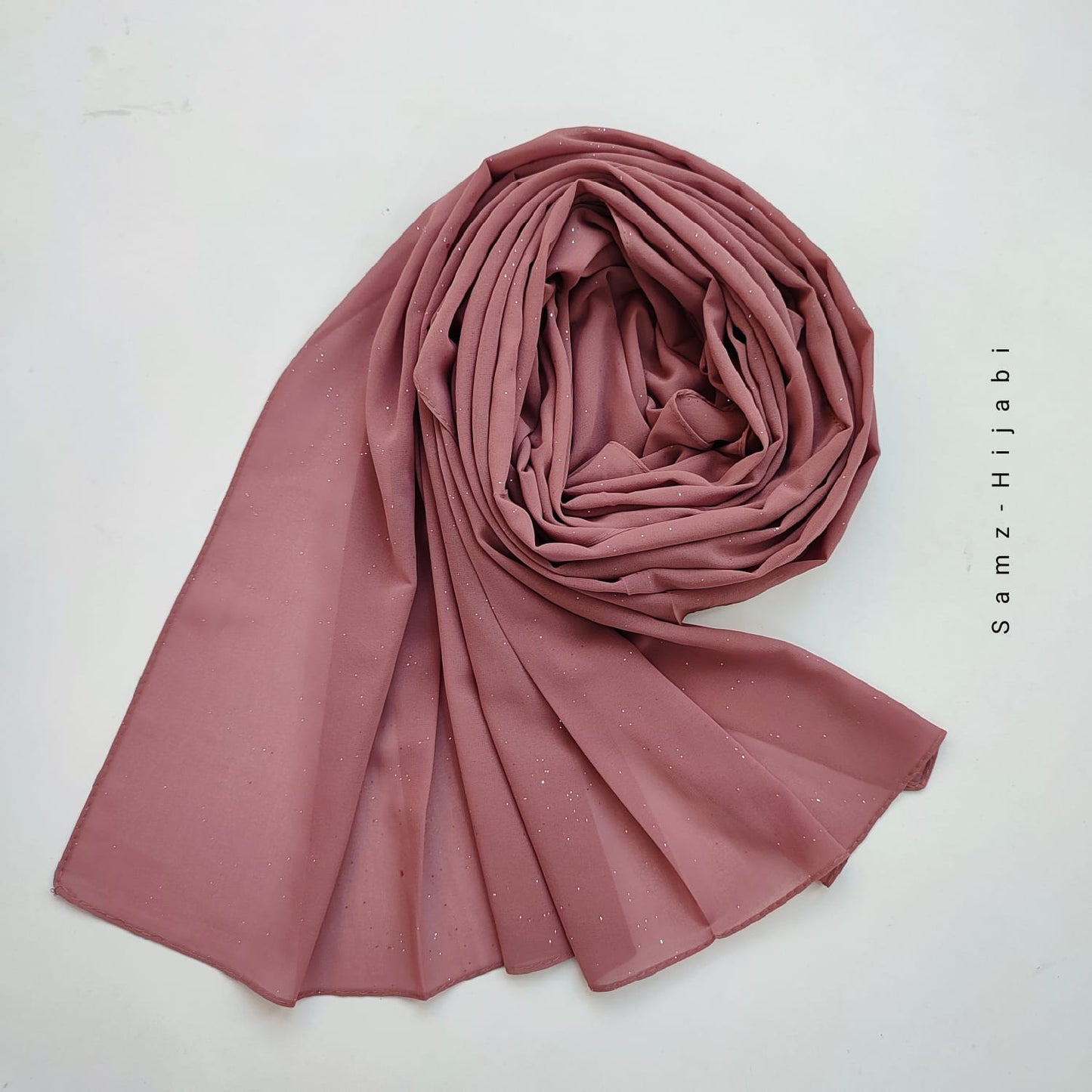 Sparkling Glitter Chiffon Hijab-Toasted Mauve