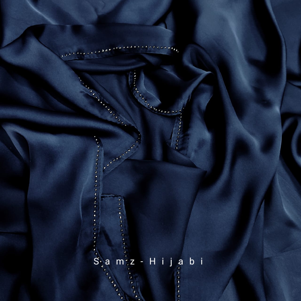 Satin Silk Stone Hijab Dark Navy