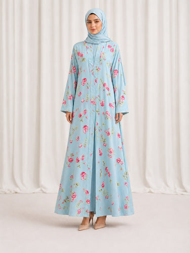 Printed Front Open Straight Abaya (08)