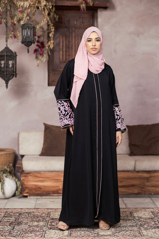 Floral Noir Abaya With Hijab
