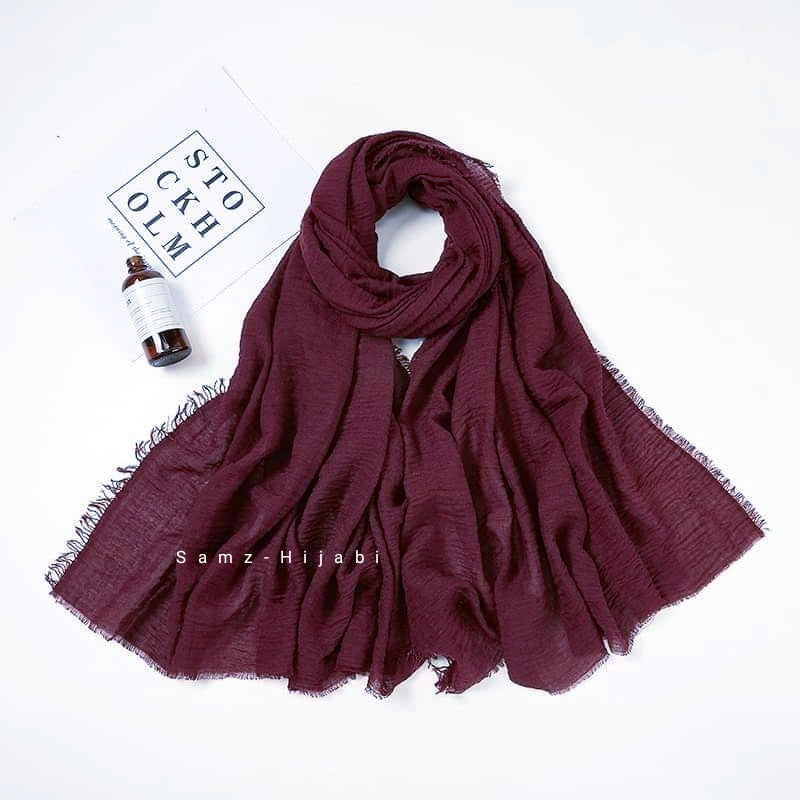 Viscose Crimps Hijab - Burgundy
