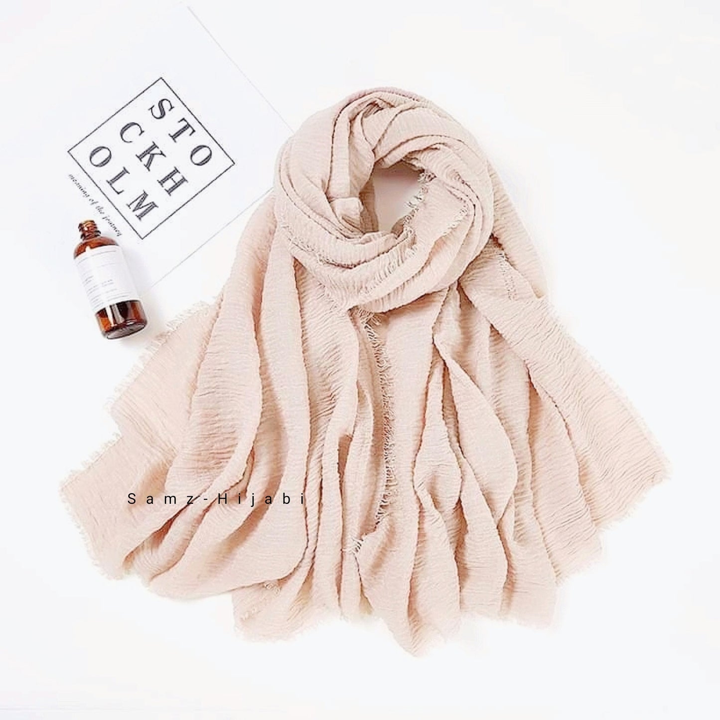 Viscose Crimps Hijab - Cream