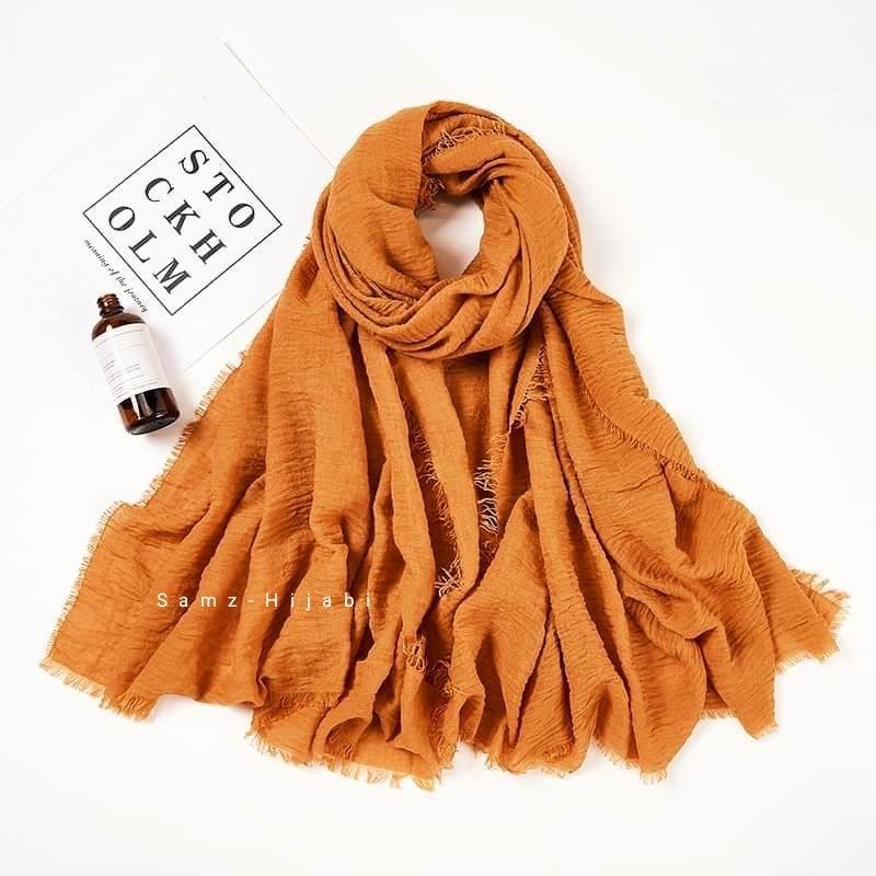 Viscose Crimps Hijab - Mustard