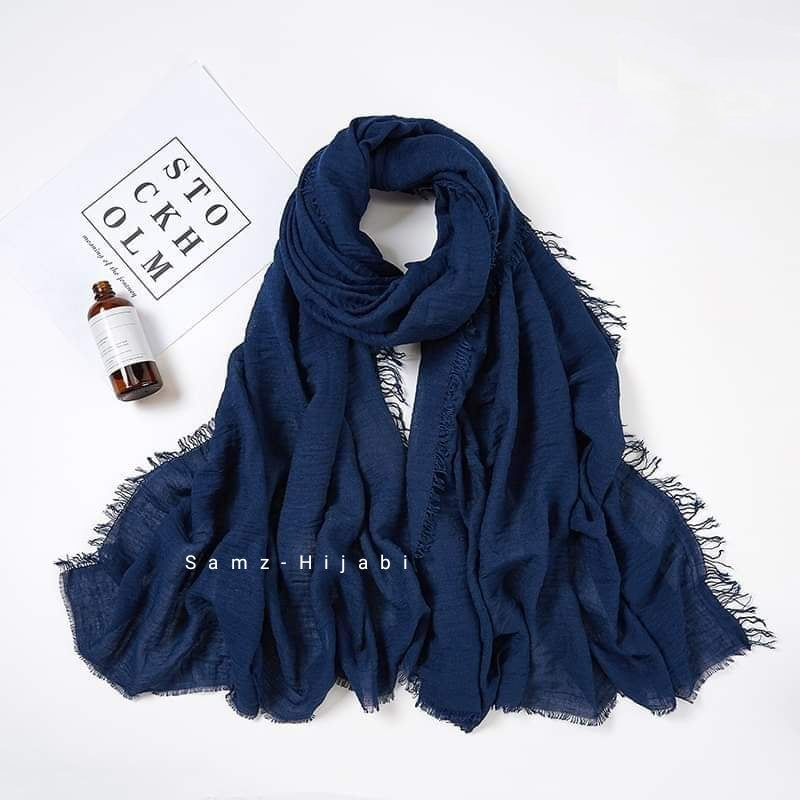 viscose Crimps Hijab - Navy blue