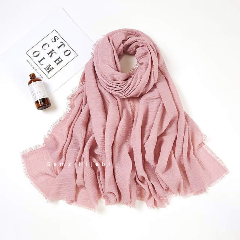 Viscose Crimps Hijab - Powder pink