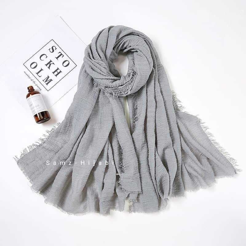Viscose Crimps Hijab - Silver gray