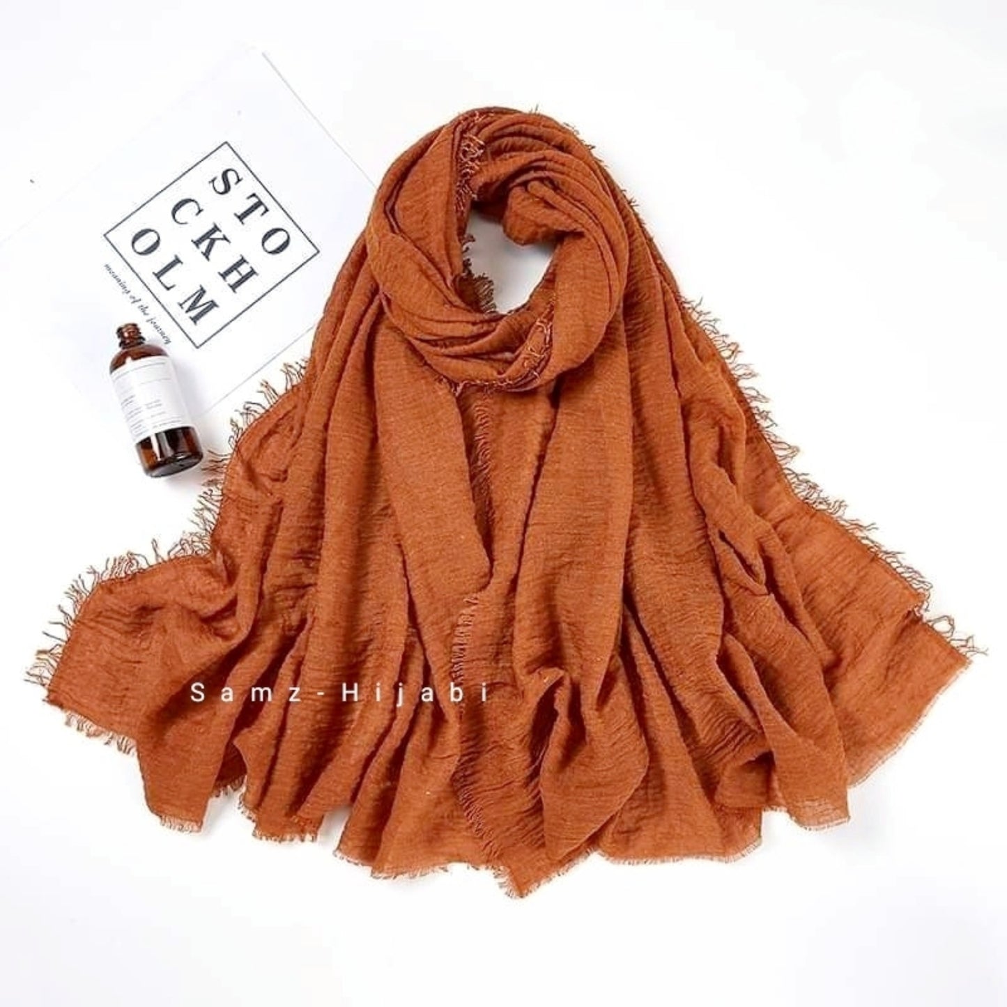 Viscose Crimps Hijab - Burnt Orange 1