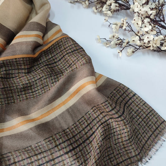 Ombre Printed Lawn Hijab _ Brown